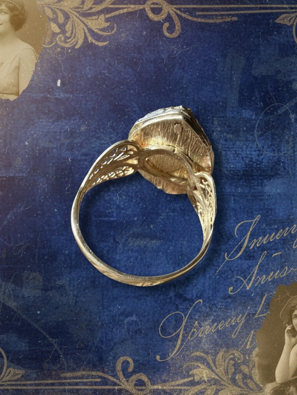 Vintage 925  Silver Filigree Marquise Ring - Women's Elegant Statement - Picture 6 of 6